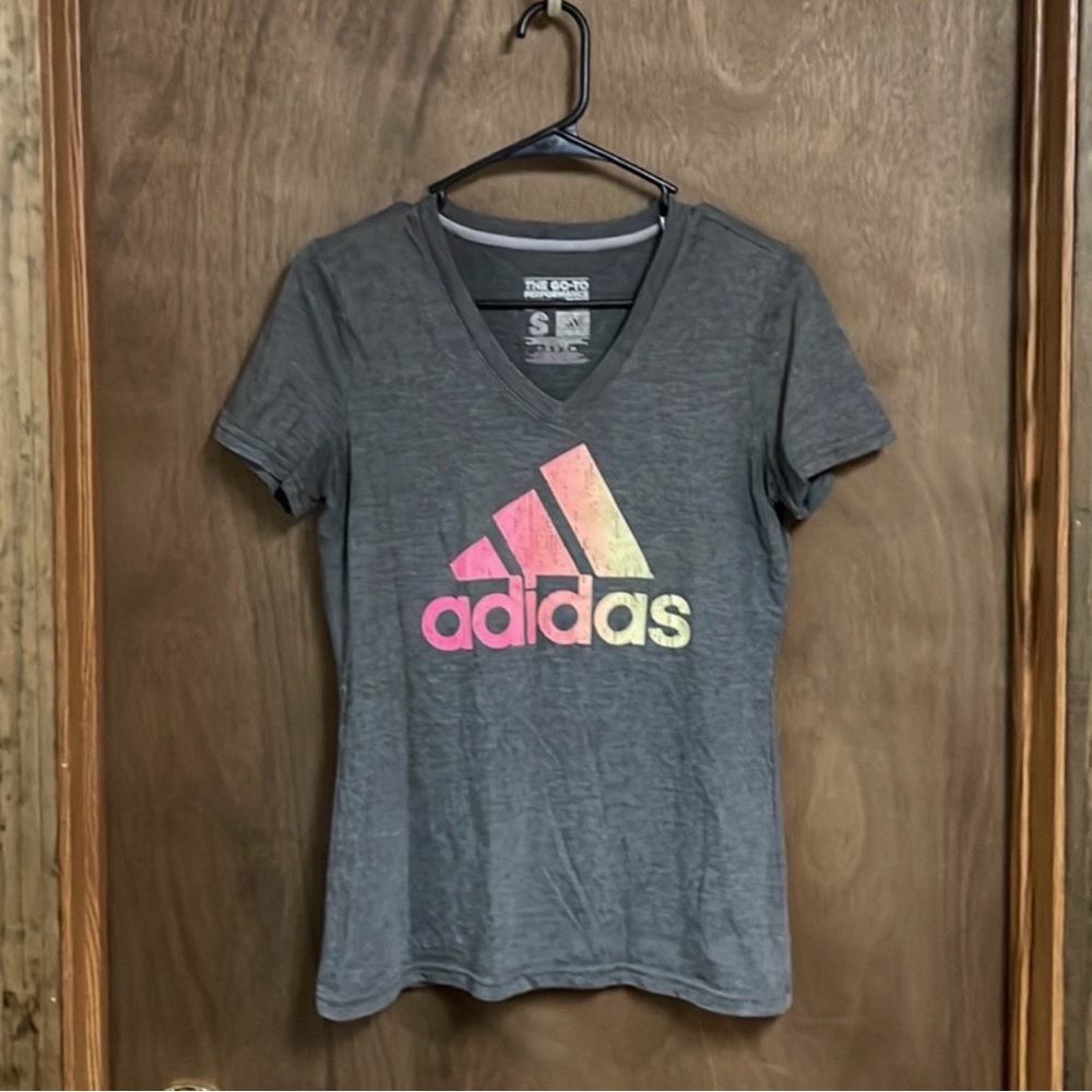 Adidas Short Sleeve Shirt Small Ombré Gray